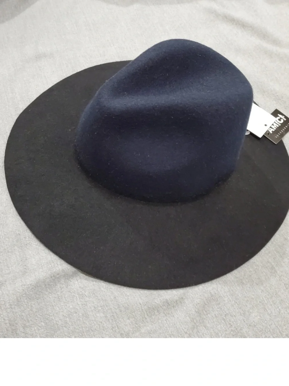 Amici Accessories wool hat Two-Tone Wide Brim  - Navy Crown, Black Brim